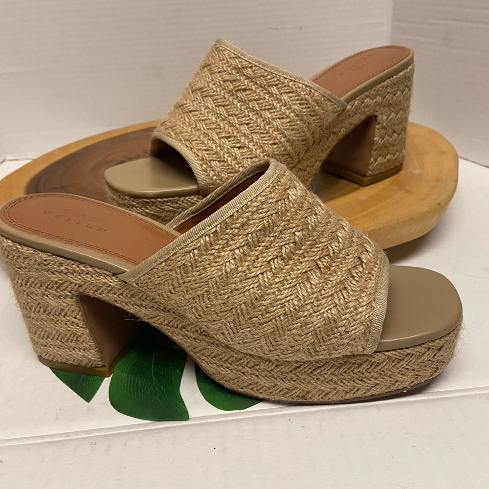 ASOS Raffia Burlap Block Heels
